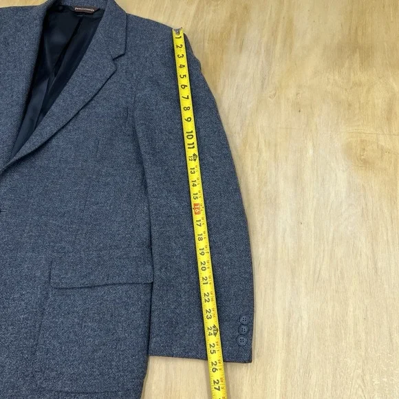 Vintage Farah Tweed Blazer Jacket Sport Coat Mens 44L Long Wool Grayish Navy